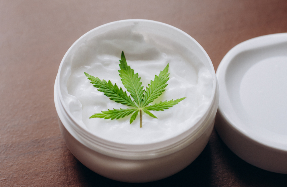 Cosmetic cream made of natural cannabis, hemp, moisturizing lotion with CBD content