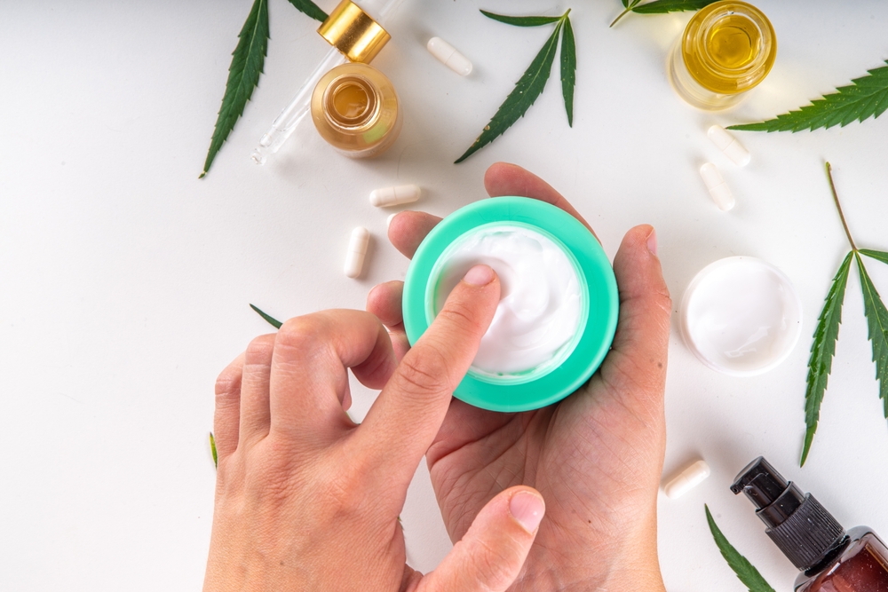 Cannabis hemp cosmetics - face cream, serum, lip balm, lotion